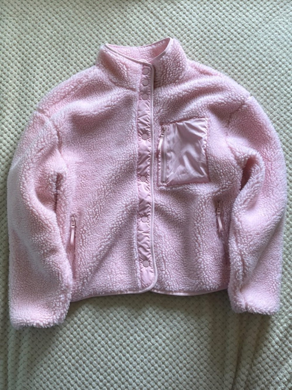 Fabletics Tahoe Teddy Cozy Pink Button up Jacket Used with Love Size Small